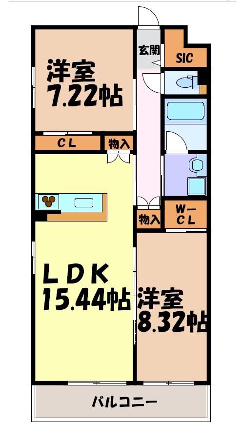 GRAN DUKE千種RUBINO(2LDK/1階)の間取り写真