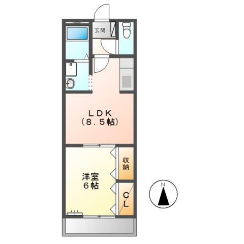 サンビレッジ28(1LDK/2階)の間取り写真