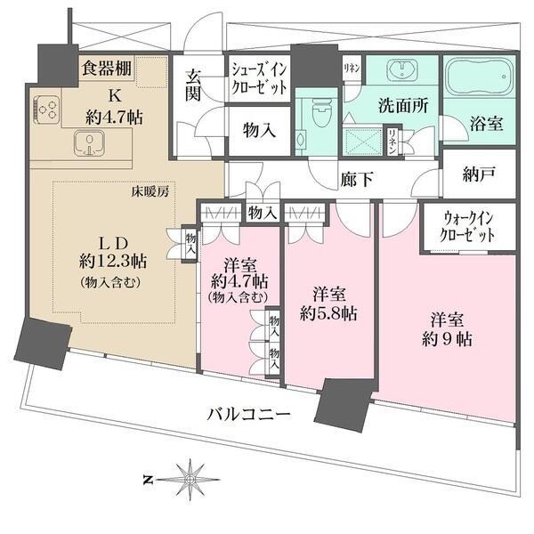 M.M.TOWERS FORESIS L(3LDK/2階)の間取り写真