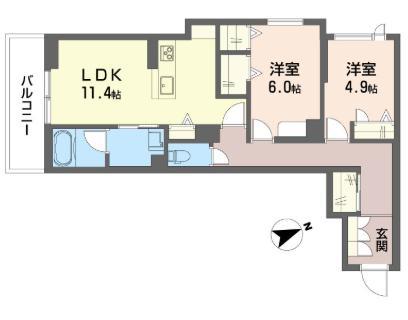 花泉木 シャーメゾン(2LDK/3階)の間取り写真
