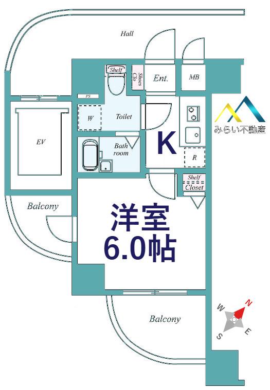 ハーモニーレジデンス横浜(1K/10階)の間取り写真