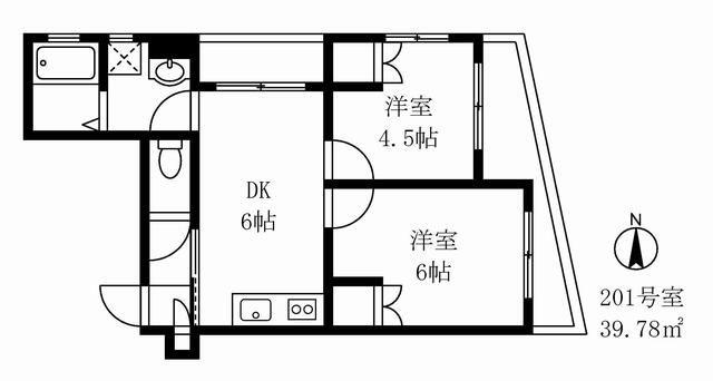 エスポワール西が丘(2DK/2階)の間取り写真
