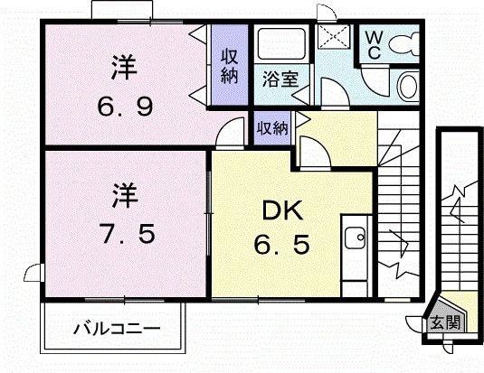 セナングA(2DK/2階)の間取り写真
