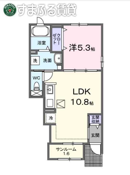 アビーダ ひらき(1LDK/1階)の間取り写真