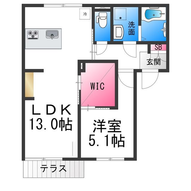 アネックス上野芝(1LDK/1階)の間取り写真