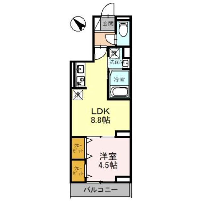 セレスティア白子 II(1LDK/2階)の間取り写真