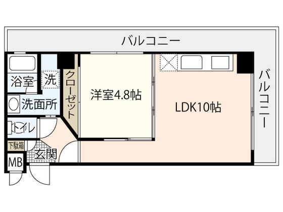 オプレ横川(1LDK/4階)の間取り写真