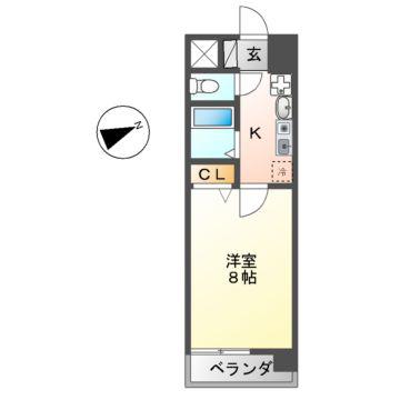 ヒルズ新栄(1K/7階)の間取り写真