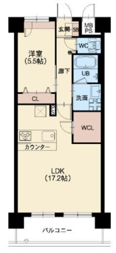 スプランディッド難波ウエストII(1LDK/7階)の間取り写真