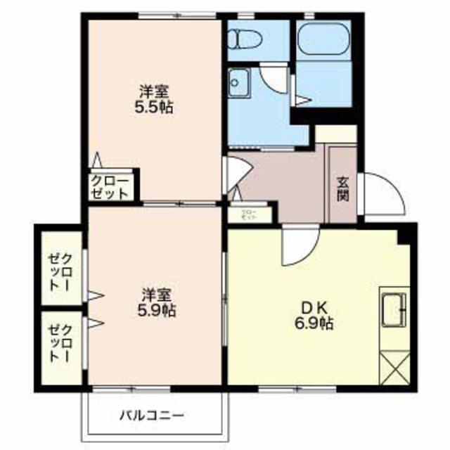 パストラル新光町I(2DK/2階)の間取り写真