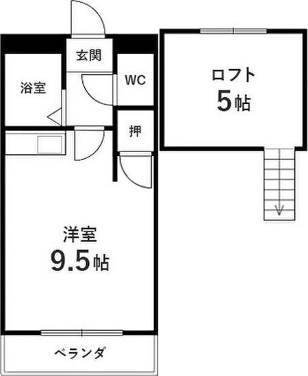 コーポイーストB(1K/2階)の間取り写真