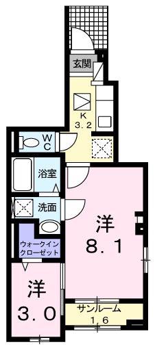 コントレイル(2K/1階)の間取り写真