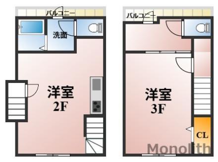 深井駅前(1DK/2階)の間取り写真