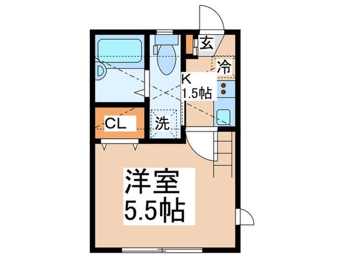 レイディアンス東山田(1K/2階)の間取り写真