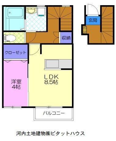 宝積寺M1(1LDK/2階)の間取り写真