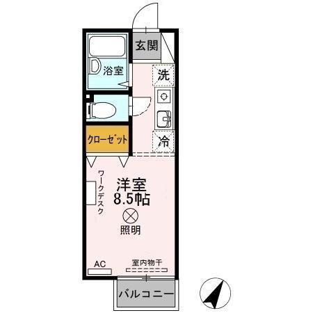 サンハイツASA(ワンルーム/1階)の間取り写真