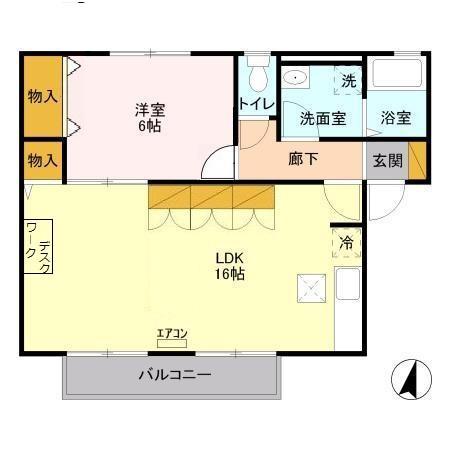 コンフォートB(1LDK/1階)の間取り写真