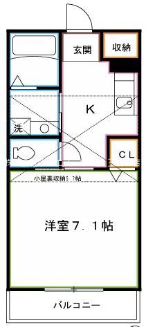 ビル ベリー(1K/2階)の間取り写真