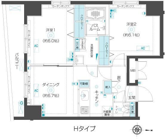 ZOOM市谷本村町(2DK/11階)の間取り写真