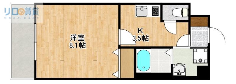 グランデトワールV(1K/3階)の間取り写真