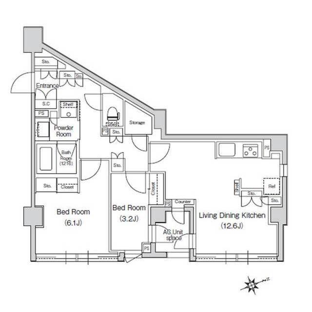 スタイリオ元住吉II(2LDK/4階)の間取り写真