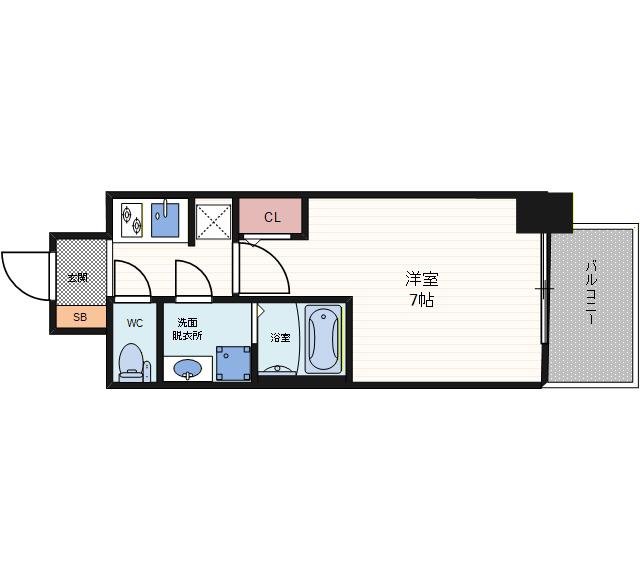 S-RESIDENCEドーム前千代崎(1K/4階)の間取り写真