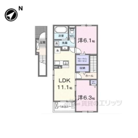 フレッシュハウス1(2LDK/2階)の間取り写真