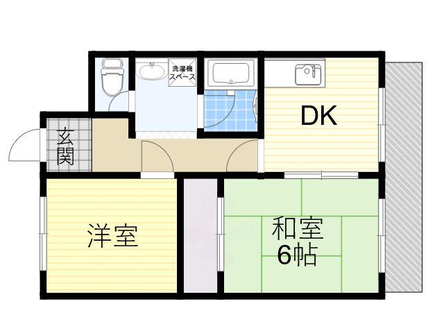 スカイハイム大喜(2DK/3階)の間取り写真
