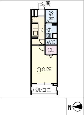 ノーブル ユーダイ(1K/2階)の間取り写真