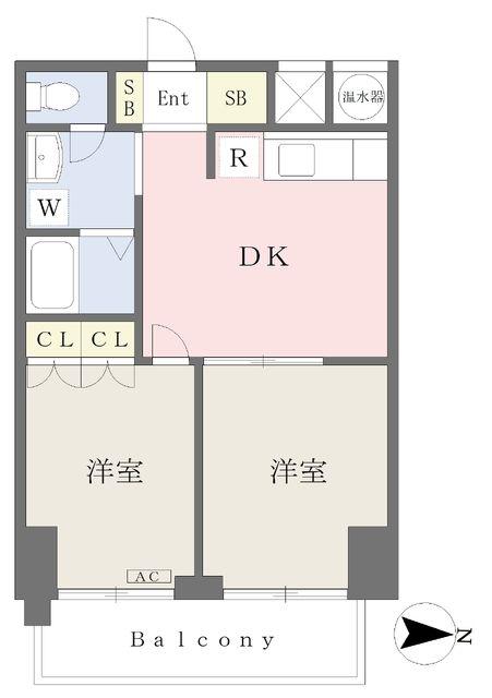 スナン117(2DK/10階)の間取り写真