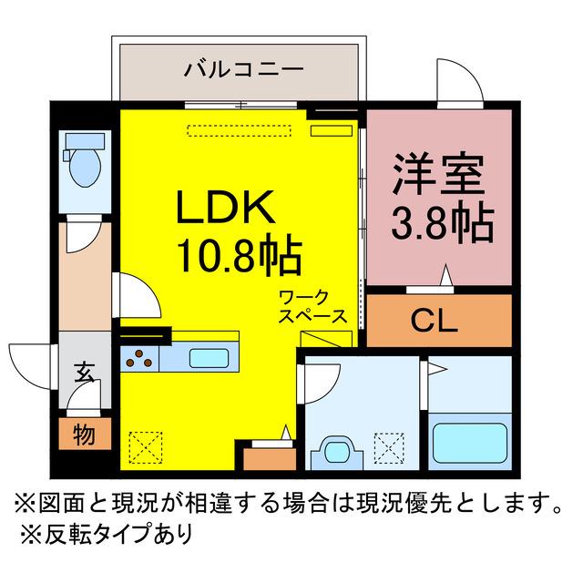 歩夢III(1LDK/2階)の間取り写真