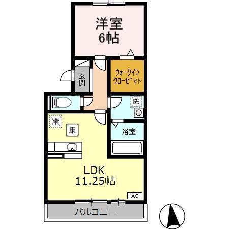 グラニュースクェア(1LDK/1階)の間取り写真