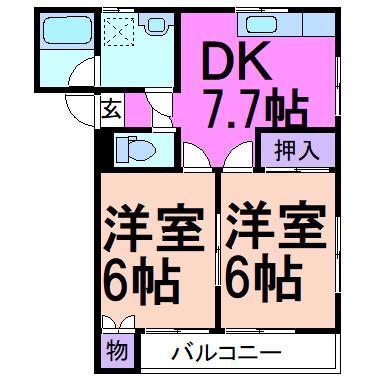 アレストカネコ(2DK/1階)の間取り写真