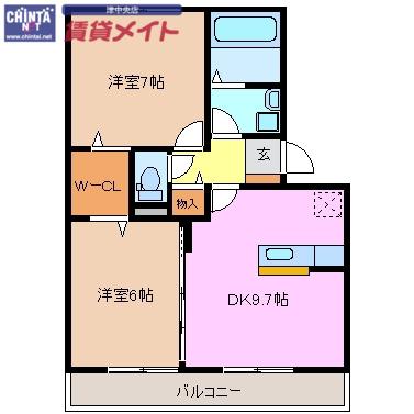 プレミール ボヌール H棟(2DK/3階)の間取り写真