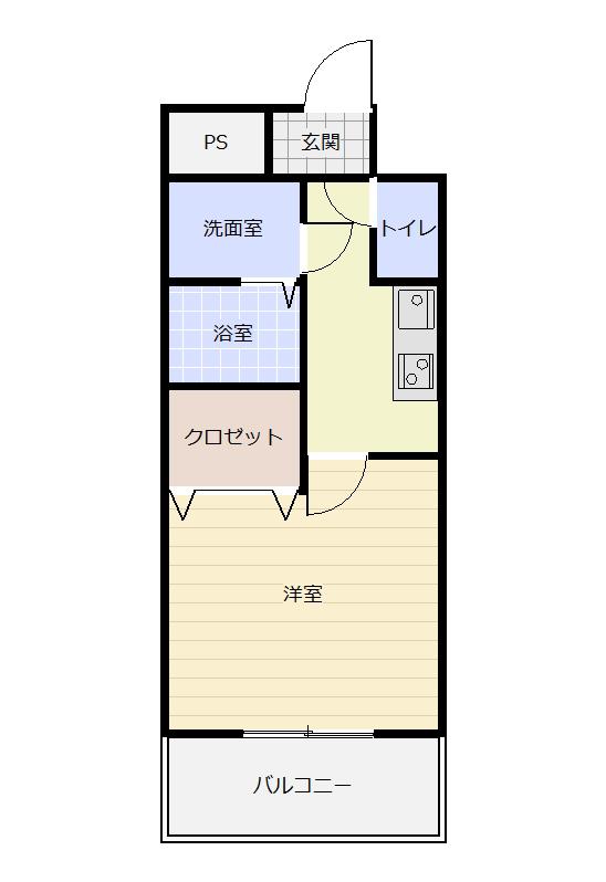 ギャラン熊本駅前(1K/9階)の間取り写真