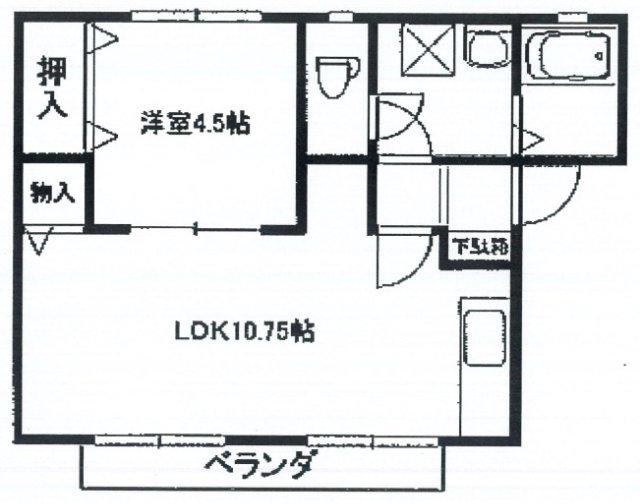 アーバン田寺(1LDK/1階)の間取り写真