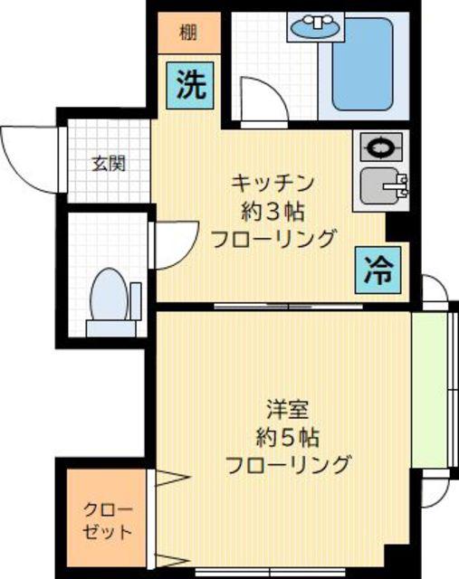 尾山台フラット(1K/1階)の間取り写真