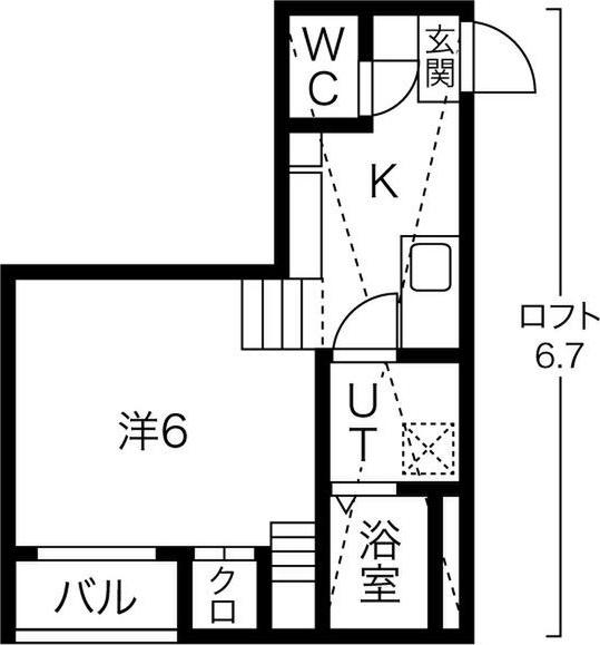 K&K DREAM今池(1K/2階)の間取り写真
