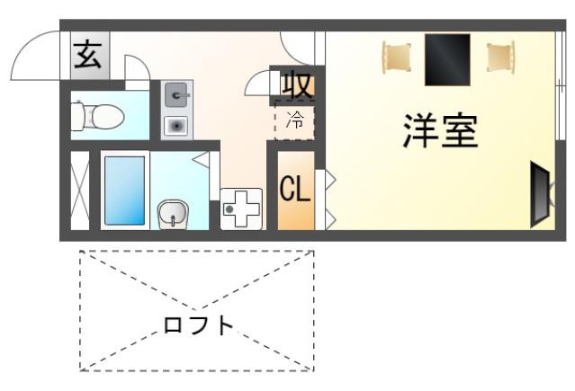 レオパレス千里山(1K/1階)の間取り写真