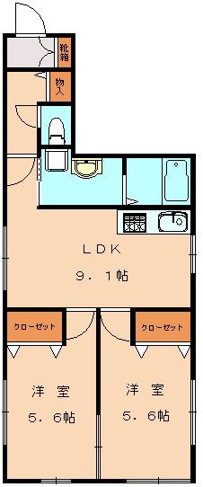 ウィル スクエアA(2LDK/1階)の間取り写真