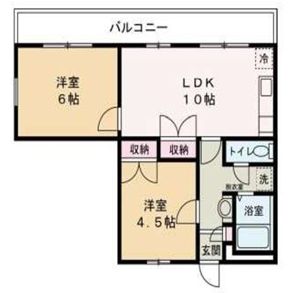ダイコーポ西藤江(2LDK/1階)の間取り写真