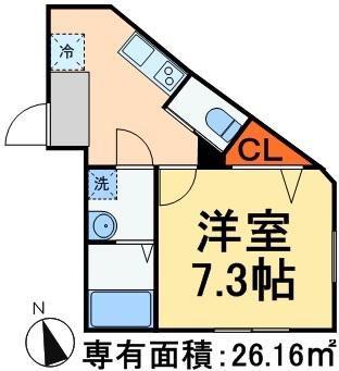 フェリオ上矢切(1K/1階)の間取り写真