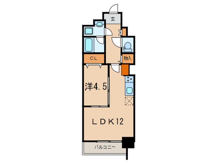 アロームドゥジョア(1LDK/2階)の間取り写真