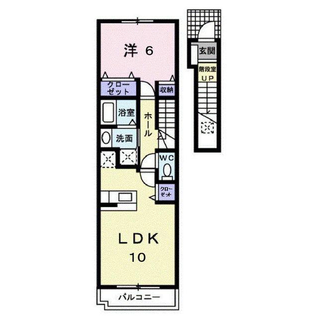 レーヴステージ蔵王B(1LDK/2階)の間取り写真