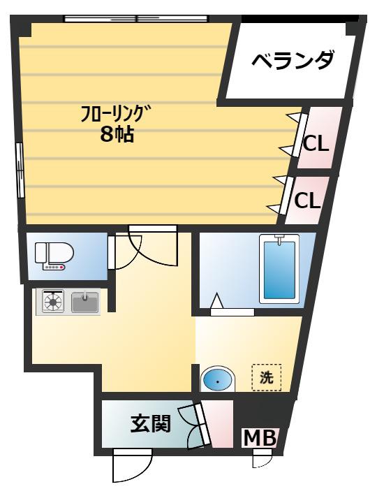 花りんご(1K/4階)の間取り写真