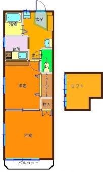 スカイハイツ共栄A棟(2K/2階)の間取り写真