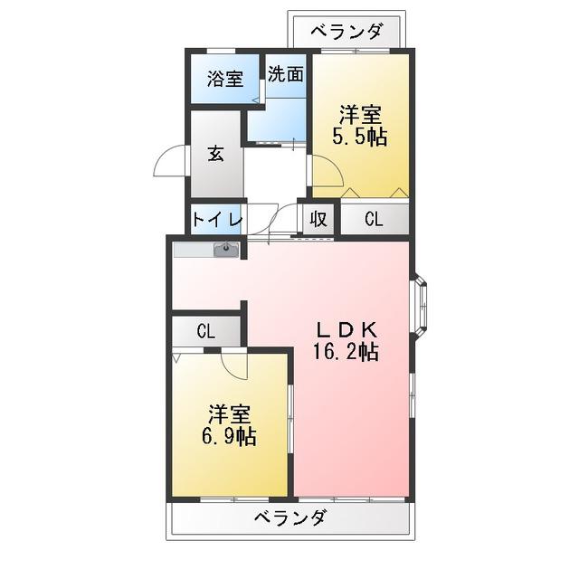 DM41(2LDK/3階)の間取り写真