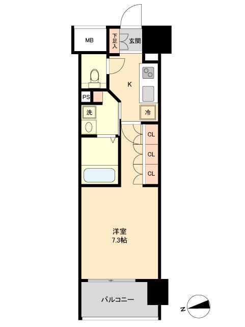 レジディア榴岡 ウエスト棟(1K/6階)の間取り写真