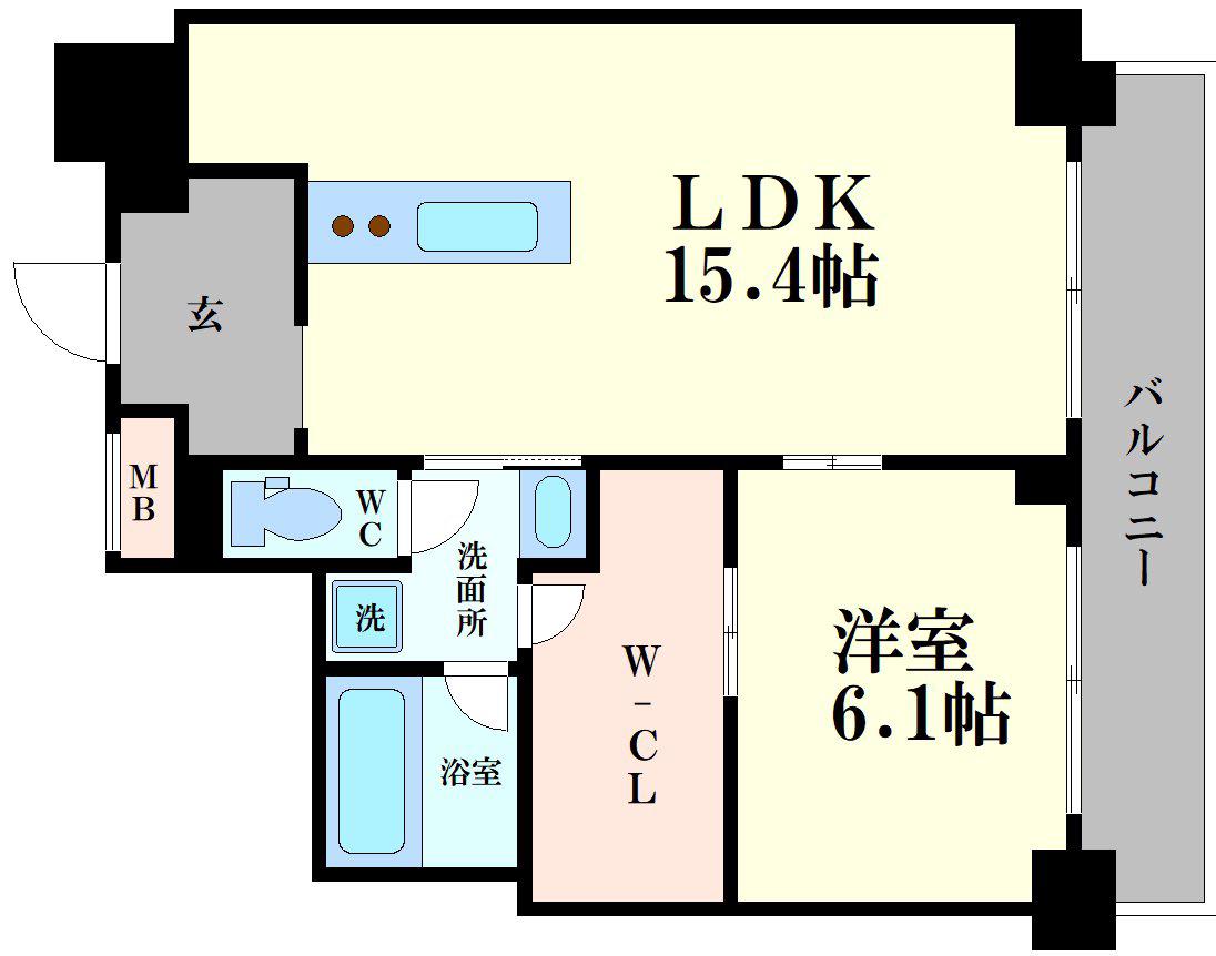 リバーサイドタワー中之島(1LDK/20階)の間取り写真