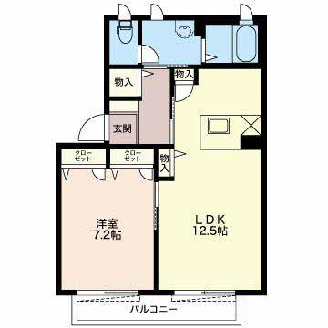 セピアコート財木(1LDK/2階)の間取り写真